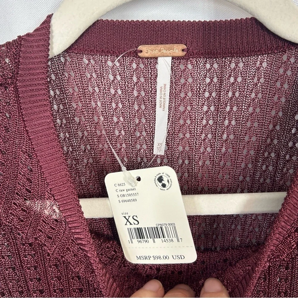 NWT Free People | H2O Crew Pullover Long Sleeve Maroon 100% Viscose Size XS